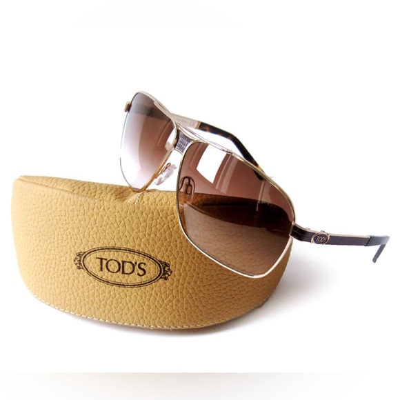 Tods aviator sunglasses with burgundy leather accents - Picture 9 of 9